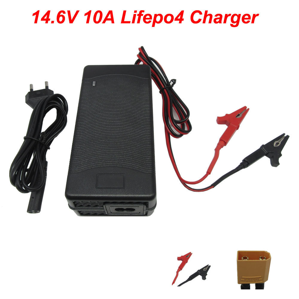 14.6V 12V 10A Lifepo4 Iron Phosphate Battery Charger For 12.8V 4S Solar Energy Storage Fast Charger Alligator Clip