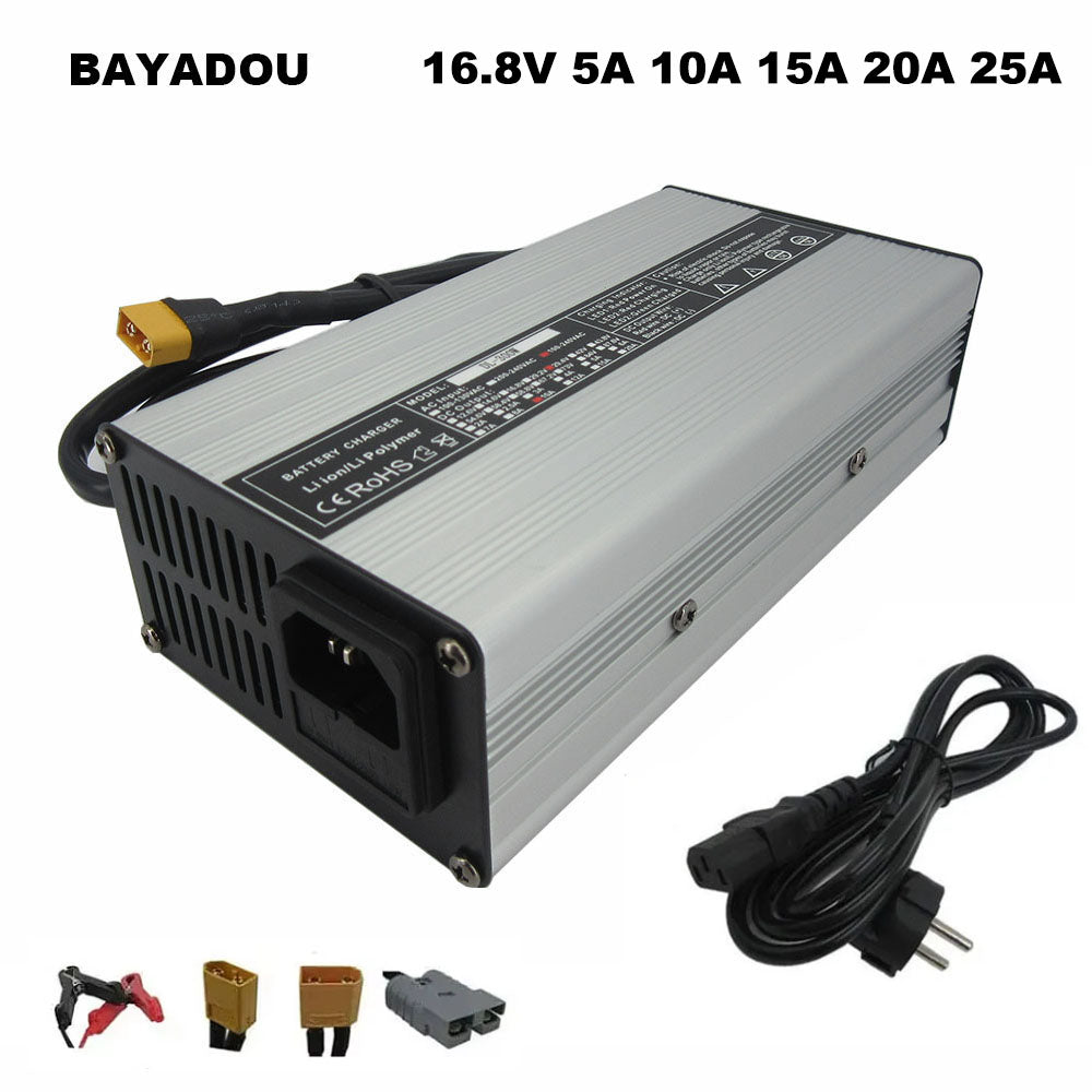 BAYADOU 180W 14.4V 14.8V 10A 15A 20A 25A 5A 4S Lithium Battery Fast Charger 16.8V XT60 Connector Li ion Solar System RV Bateria Charger