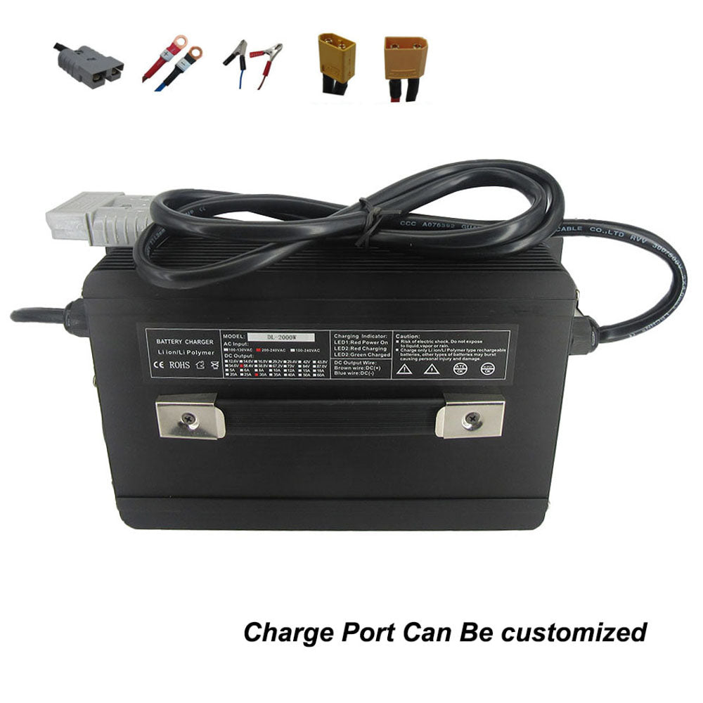 BAYADOU 2000W 84V 15A Lithium Fast Charger 21S 88.2V 22S 92.4V 23S 96.6V 24S 100.8V RV Forklift Golf Cart Battery Chargers SB50 SB120 Port