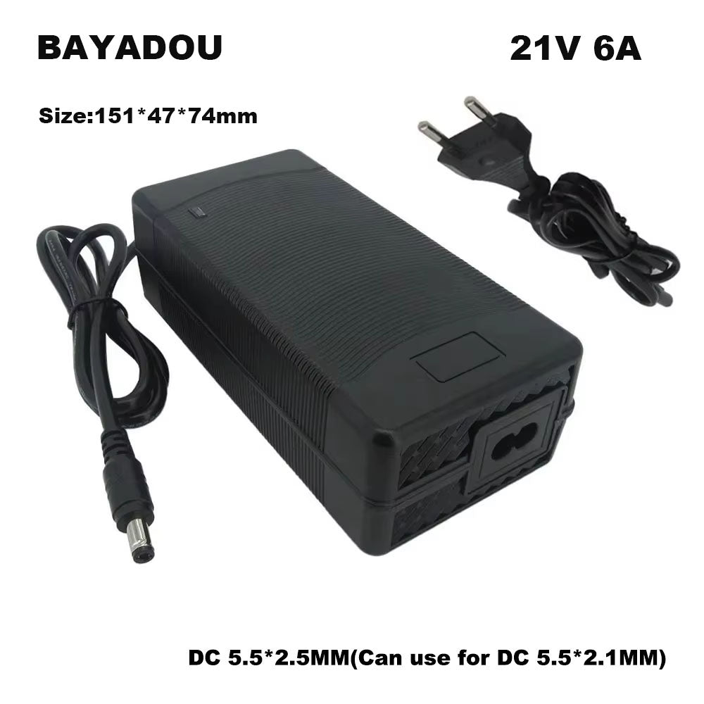BAYADOU 21V 6A 3A Lithium Fast Charger 18V 18.5V 5S 30AH 40AH Li-ion Electric tool battery Charger DC Connector