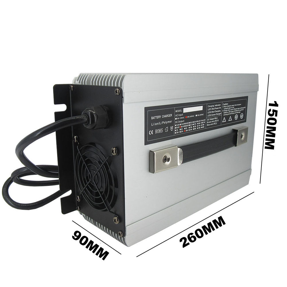58.4V 30A LiFePO4 Battery Fast Charger 16S 48V 51.2V LFP Iron Phosphate Golf Cart Forklift RV Energy Storage Charger 2000W Powerful 110V / 220V AC Input