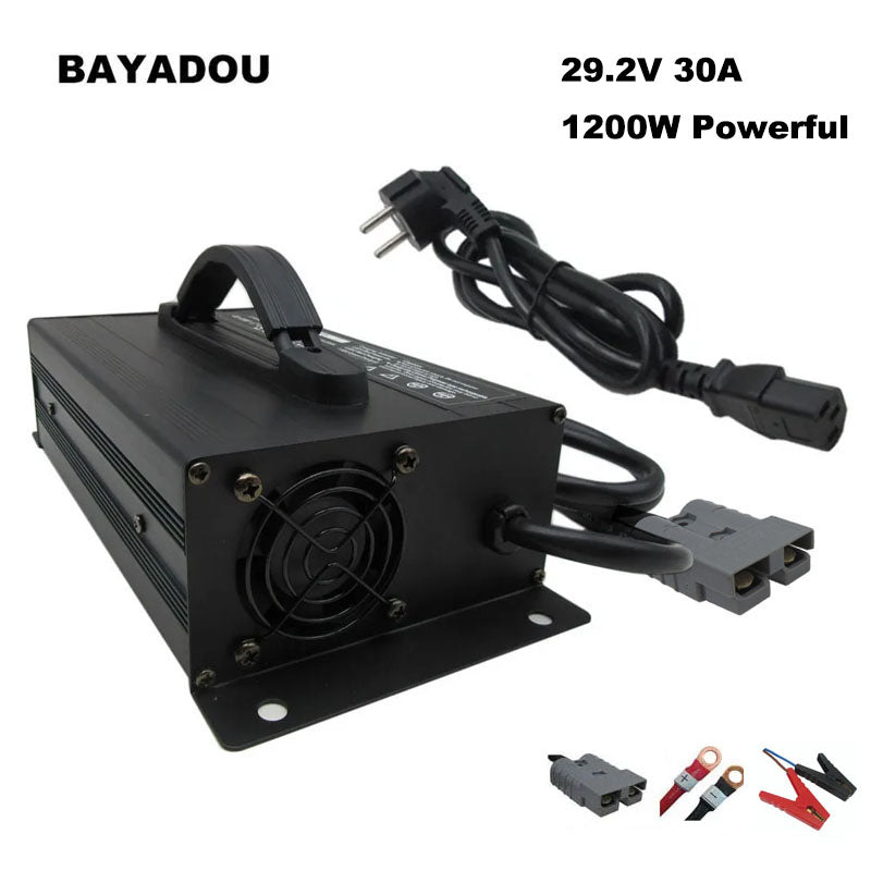 BAYADOU 1200W 29.2V 30A LiFePO4 Fast Charger 24V 8S Iron Phosphate Energy Storage RV UPS Solar System Battery Chargers