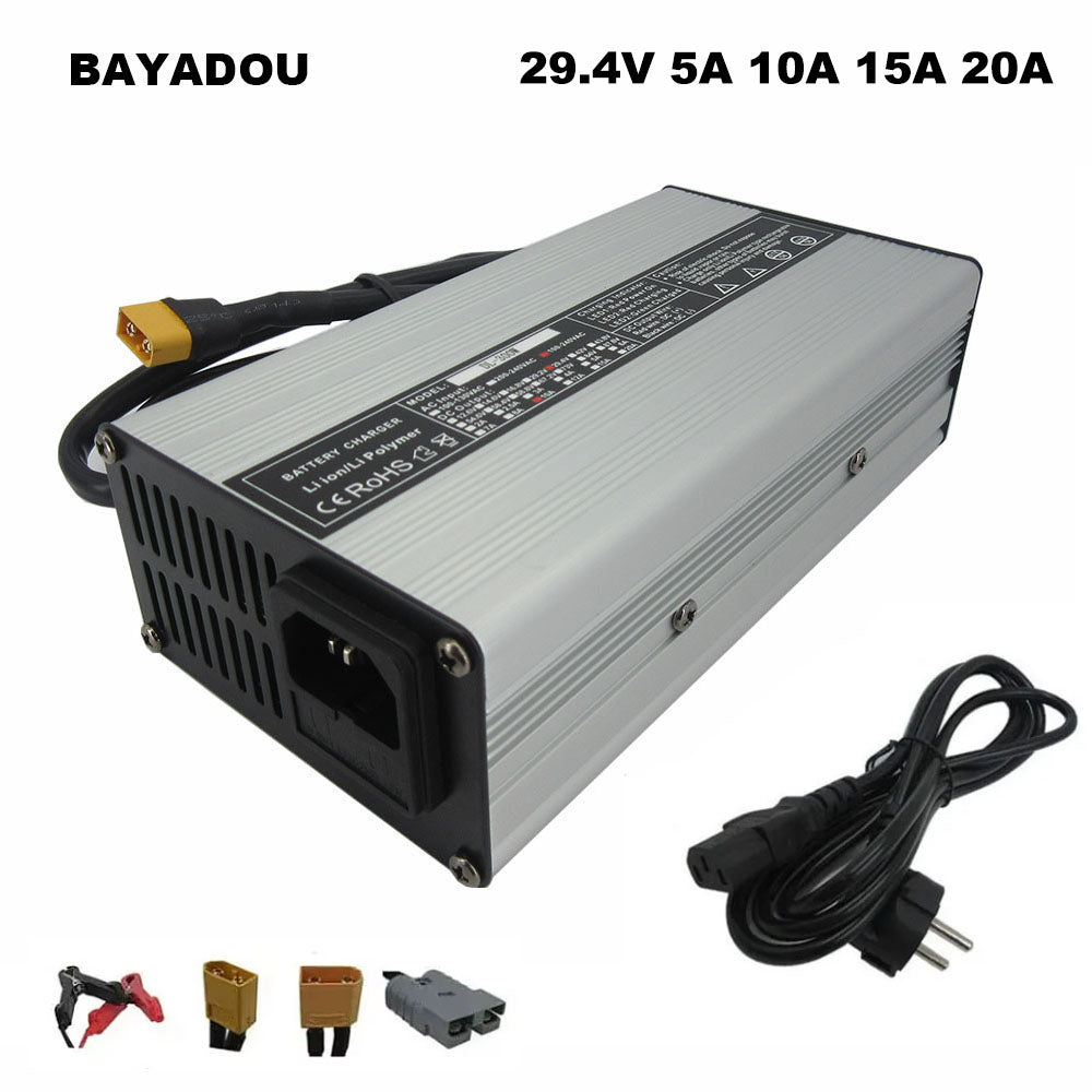 BAYADOU 29.4V 5A 10A 15A 20A 25A Li-ion Fast Charger 24V 7S Lithium Electric Bike UPS System battery Charger