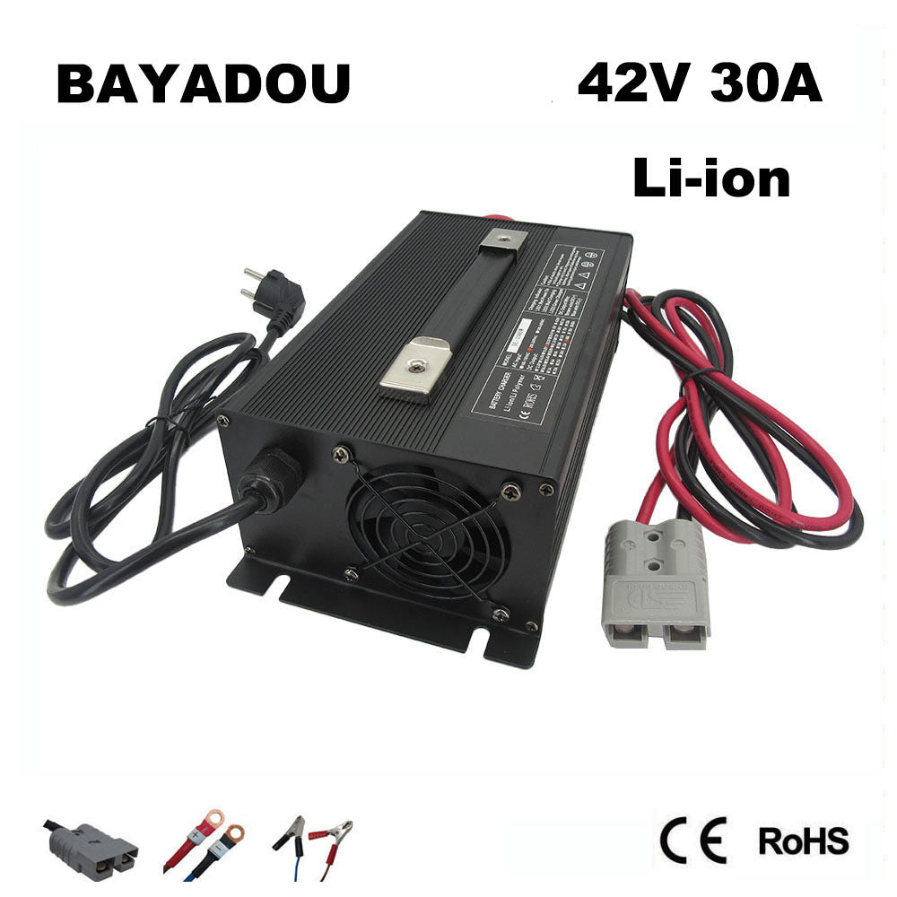BAYADOU 1500W 42V 30A Li-ion Battery Fast Charger 10S 36V Lithium Golf Cart Forklift RV Energy Storage Charger Copper Nose 1500W Powerful 110V / 220V