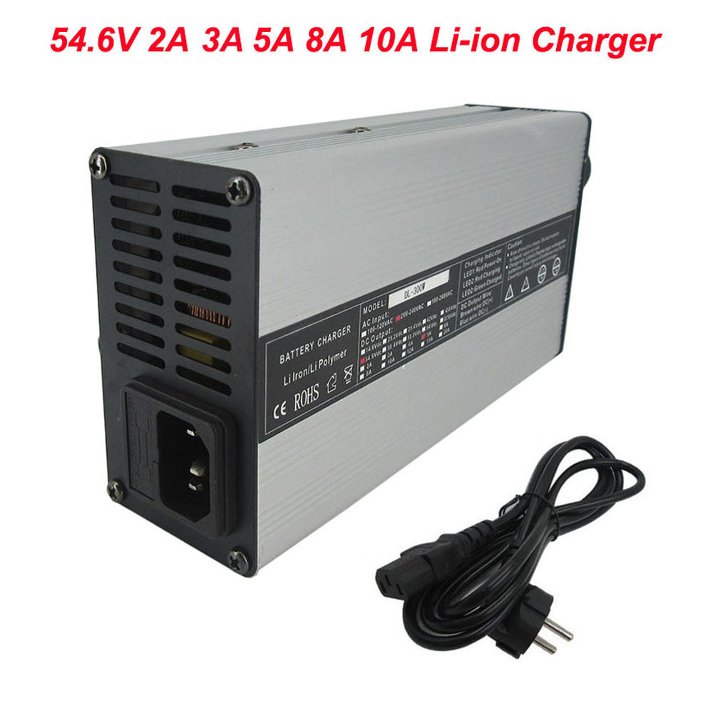 BAYADOU 300W 48V 54.6V 5A Li ion Battery Charger 13S 48 Volt 2A 3A 4A 8A 10A Lithium Ebike scooter Fast Smart Chargers 220V / 110V
