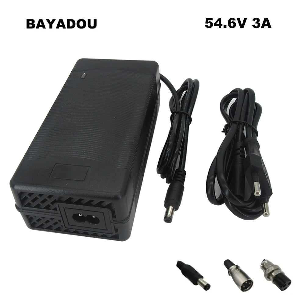 BAYADOU 48V 3A Li-ion Fast Charger 13S 54.6V Lithium Electric Bike Scooter Battery Charger DC XLRM GX16 Connector With Fan