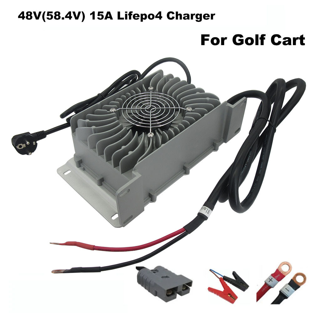 BAYADOU 900W Waterproof 58.4V 15A LiFePO4 Charger 48V 16S LFP Iron Phosphate Smart Fast Chargers Full sealed 110V / 220V Input IP65 IP67
