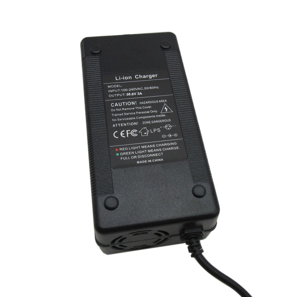 BAYADOU 51.8V 52V 3A Li-ion Fast Charger 14S 58.8V Lithium Electric Bike Scooter Battery Charger DC XLRM GX16 Connector With Fan