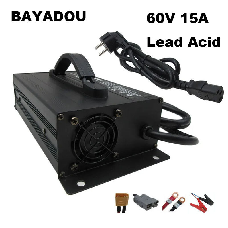 BAYADOU 60V 15A Lead Acid Battery Fast Charger 60 Volt Golf Cart Forklift RV Energy Storage Solar System Charger 73.5V