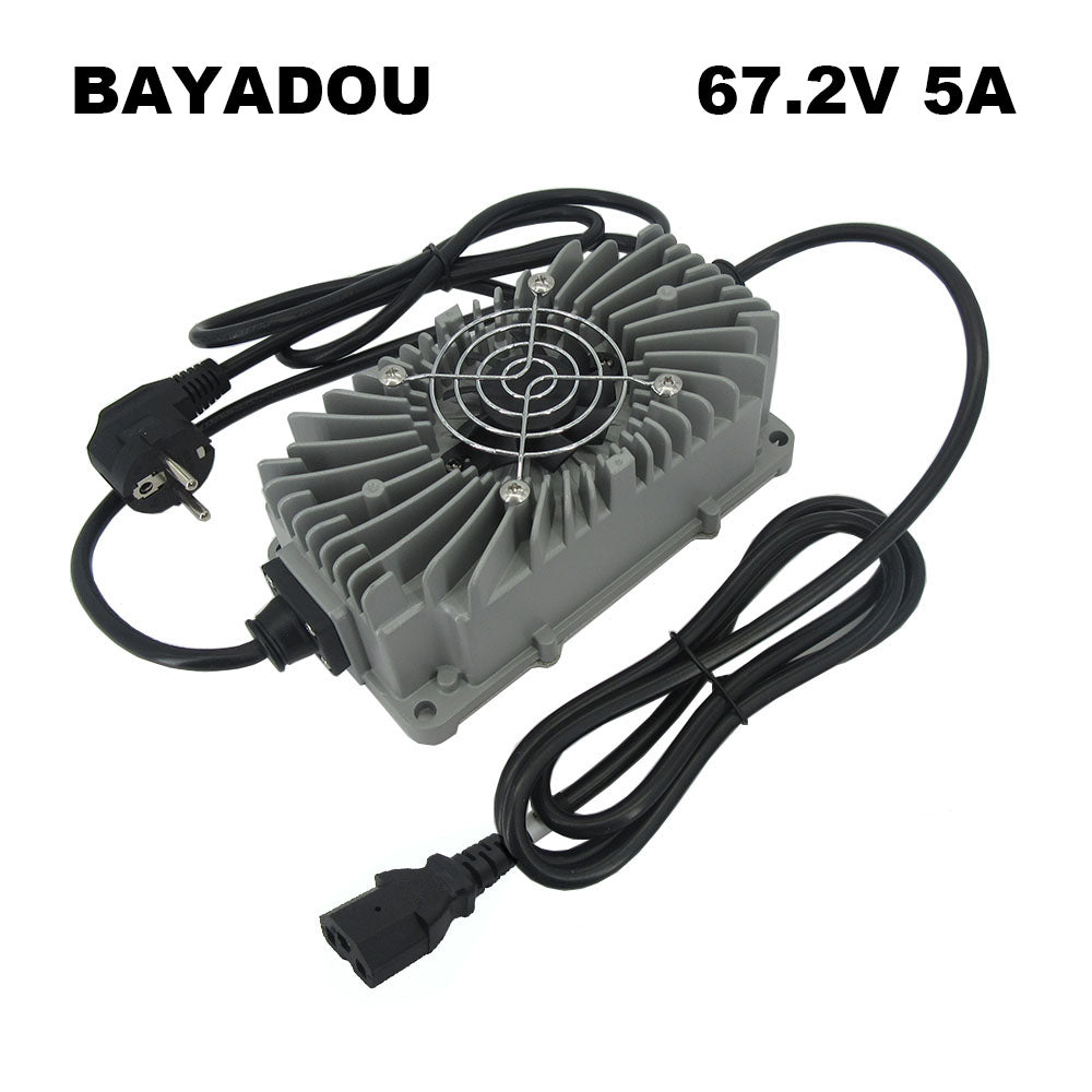 BAYADOU 67.2V 5A Lithium Fast Charger Waterproof 60V 16S 67V 30AH 50AH Golf Cart Smart Battery Charger IP67 3PIN IEC Connector