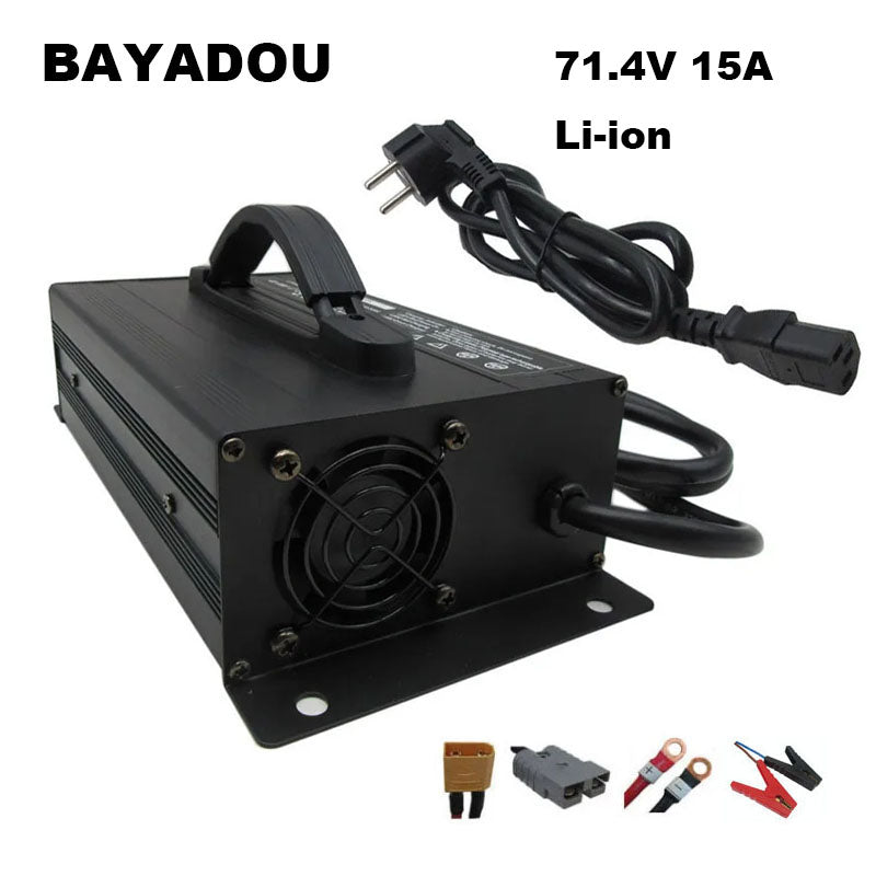 BAYADOU 71.4V 15A LI-ION Battery Fast Charger 61.2V 62.9V 17S Lithium Golf Cart Forklift RV Energy Storage Touring Car Charger