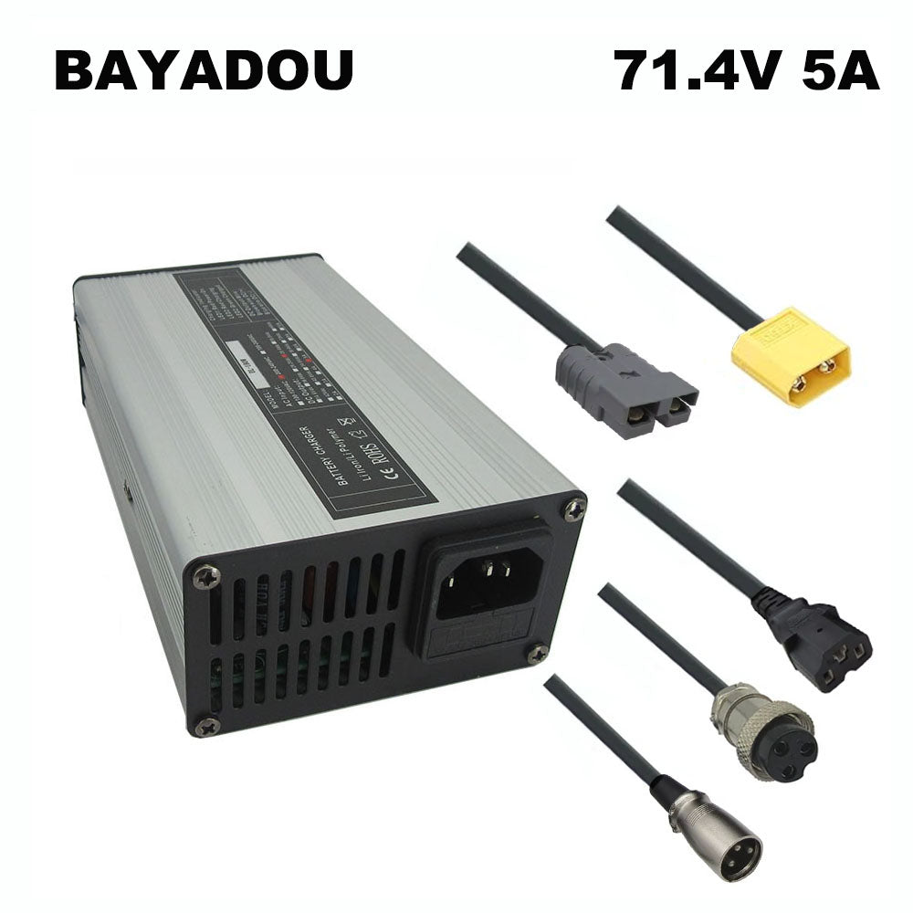 BAYADOU 400W 71.4V 5A Li-ion Fast Charger For 62.9V 17S Lithium Electric Bike Bicycle Scooter Cart Forklift Battery Charger