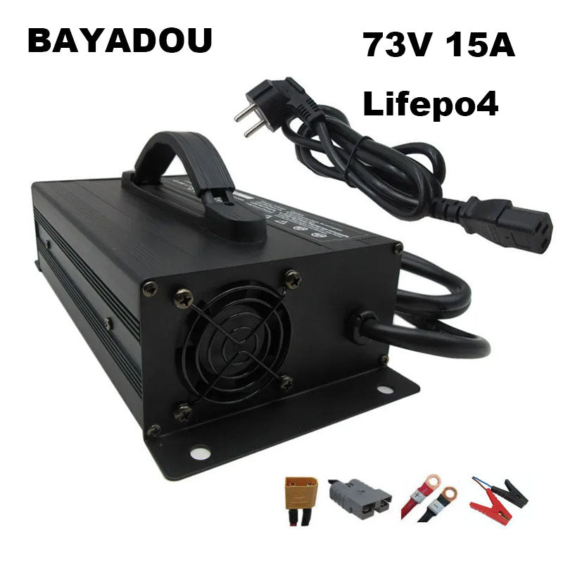 BAYADOU 1200W 73V 15A LiFePO4 Fast Charger 60V 20S Iron Phosphate Energy Storage RV UPS Solar System Battery Chargers