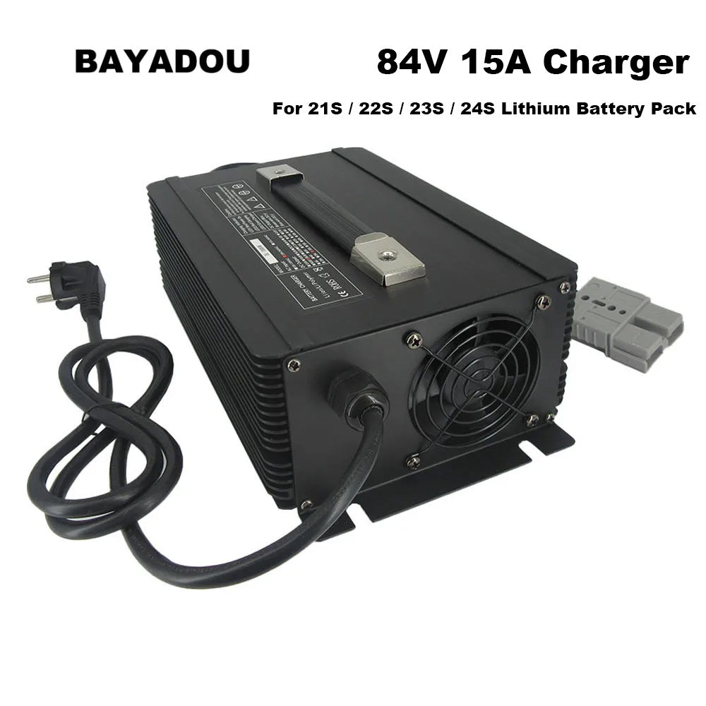 BAYADOU 2000W 84V 15A Lithium Fast Charger 21S 88.2V 22S 92.4V 23S 96.6V 24S 100.8V RV Forklift Golf Cart Battery Chargers SB50 SB120 Port