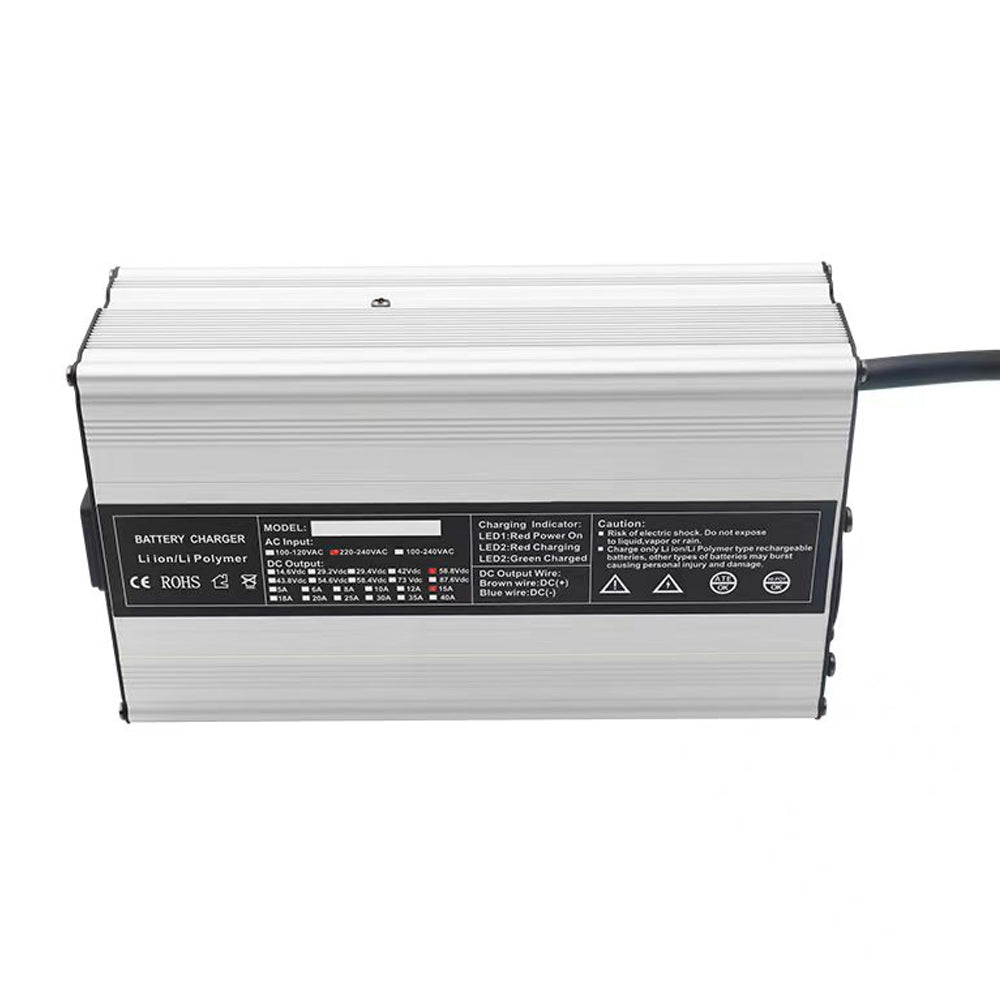 67.2V 12A Lithium Charger 16S 60V Li-ion Motorcycle Fast charger for 100AH Sweeper Car UPS System Forklift Golf Cart RV Battery Pack 900W