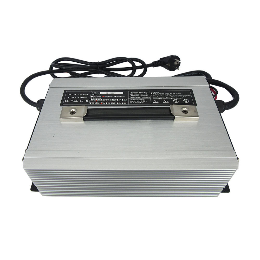 58.4V 30A LiFePO4 Battery Fast Charger 16S 48V 51.2V LFP Iron Phosphate Golf Cart Forklift RV Energy Storage Charger 2000W Powerful 110V / 220V AC Input