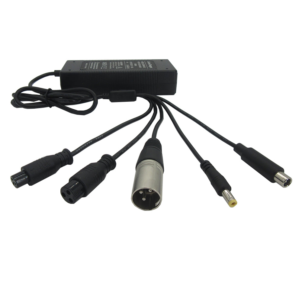 84W 42V 2A Lithium Charger 10S 36V 2A li-ion Electric Bike scooter Battery Charger DC GX12 GX16 XLRM 8 mm (OD) 5 in1 Plugs