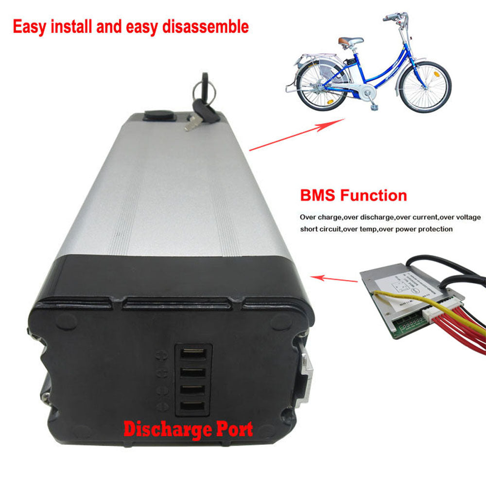 700W 24V 32AH Ebike Lithium Battery Pack 24 Volt 7S Silver Fish Electric Bike Bicycle Scooter Li-ion 18650 Bateria Akku With 29.4V 3A Charger