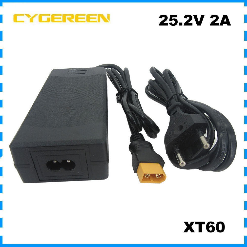 25.2V 2A Lithium Charger 6S 21.6V 22.2V li-ion 10AH 12AH 15AH 20AH Electric Bike scooter Tool Wheelchair Battery Charger XT60 DC Connector