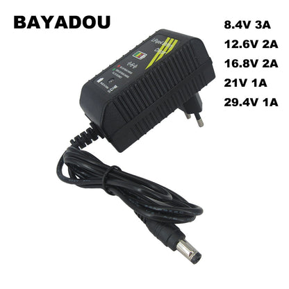 25.2V 1A 1000MA DC Lithium Charger 2S 8.4V 3A 3S 12V 12.6V 2A 4S 14.4V 14.8V 16.8V 2A 5S 21V 1A 6S 21.6V 22.2V 1A 7S 24V 29.4V 1A Li-ion Wall Charger
