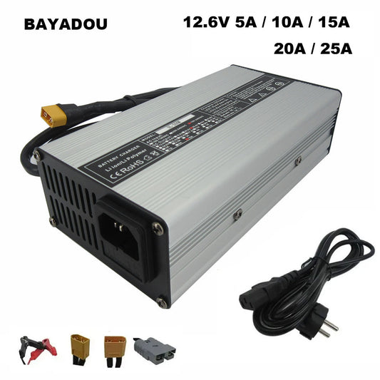 BAYADOU 3S 12V 10.8V 11.1V 5A 10A 15A 20A 25A Lithium 18650 Battery Charger 12.6V Output Li-ion Solar Energy Storage RV Charger
