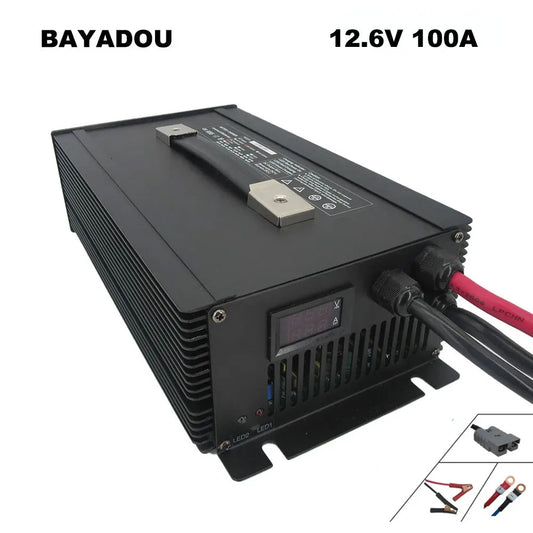 BAYADOU 2000W 12.6V 100A Li-ion Fast Charger For 3S 12V 500AH 800AH Lithium Energy Storage RV UPS Boat Solar System Battery Charger