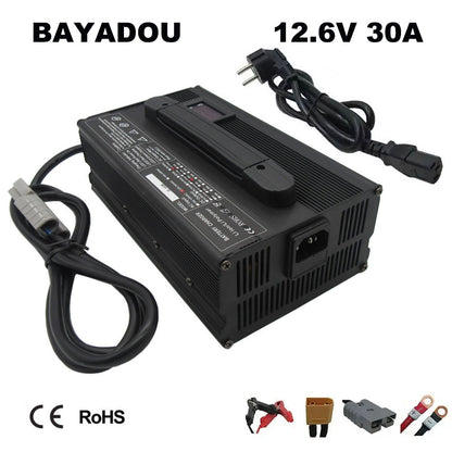 BAYADOU 900W 12.6V 30A Li-ion Fast Charger 10.8V 11.1V 12V 3S Lithium Energy Storage RV UPS Solar System Battery Chargers real capacity
