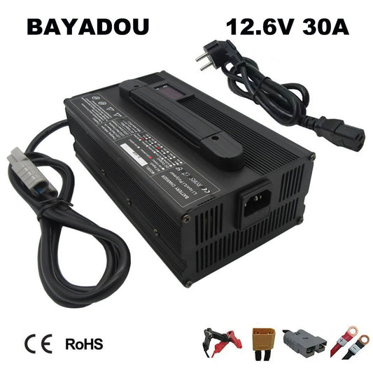 BAYADOU 900W 12.6V 30A Li-ion Fast Charger 10.8V 11.1V 12V 3S Lithium Energy Storage RV UPS Solar System Battery Chargers real capacity