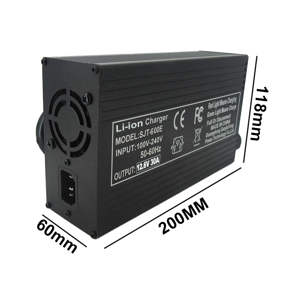 BAYADOU 12.6V 30A Fast Charger for 12V 10.8V 11.1V 3S Lithium ion Energy Storage Touring Car RV Boat AGV Battery copper nose connector  220V Input