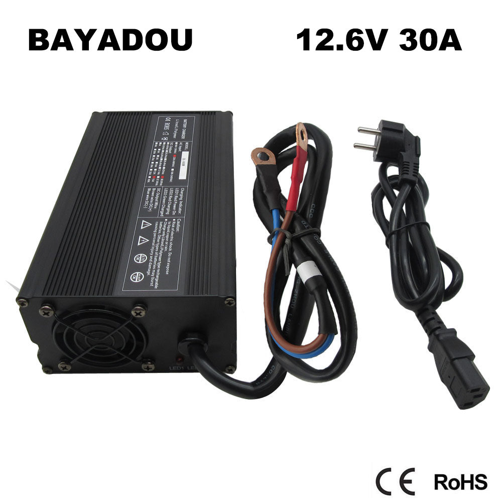 BAYADOU 900W 12.6V 30A Li-ion Fast Charger 10.8V 11.1V 12V 3S Lithium Energy Storage RV UPS Solar System Battery Chargers real capacity