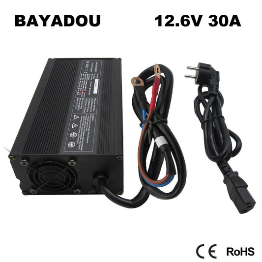 BAYADOU 900W 12.6V 30A Li-ion Fast Charger 10.8V 11.1V 12V 3S Lithium Energy Storage RV UPS Solar System Battery Chargers real capacity