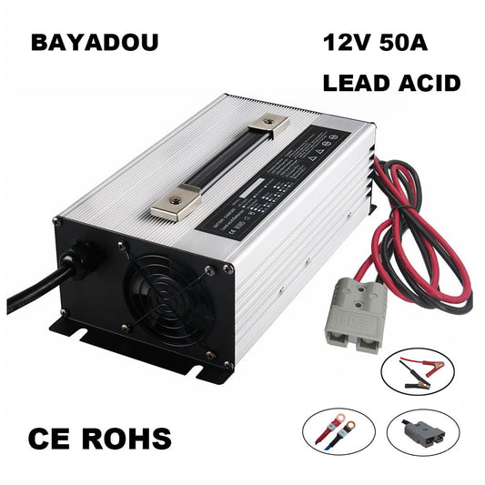 BAYADOU 1500W 12V 50A Lead Acid Battery Charger For 12 Volt Solar Energy Storage RV Charger 14.7V Output