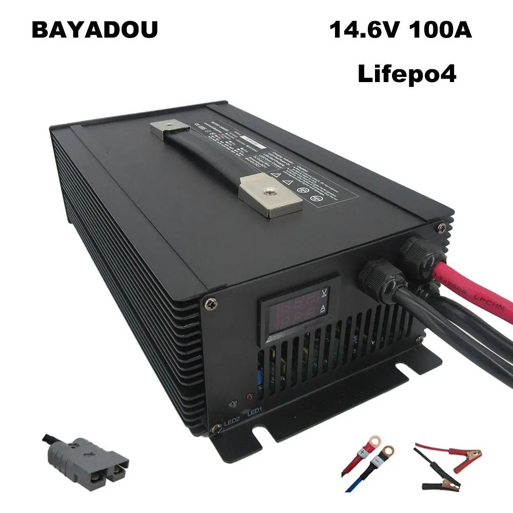 BAYADOU 2000W 14.6V 100A Lifepo4 Fast Charger For 4S 12V 500AH 800AH Iron Phosphate LFP Energy Storage RV UPS Boat Battery Charger