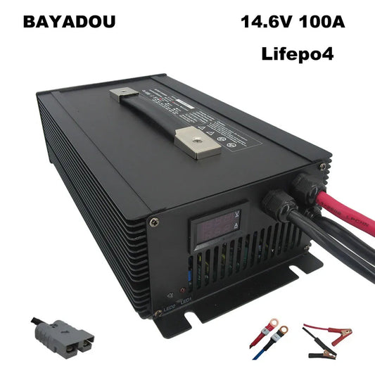 BAYADOU 2000W 14.6V 100A Lifepo4 Fast Charger For 4S 12V 500AH 800AH Iron Phosphate LFP Energy Storage RV UPS Boat Battery Charger