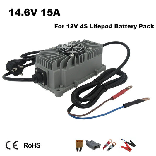 BAYADOU 300W Waterproof 14.6V 15A LiFePO4 Charger 12V LFP Iron Phosphate Smart Fast Chargers Full sealed