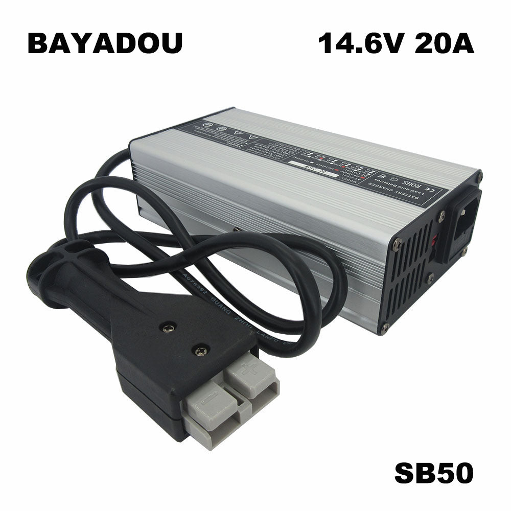 12V 20A Lithium Iron Phosphate Battery Charger 14.6V 20A LiFePO4 Battery Charger AC-DC Smart Charger with Anderson Connector LED Indicator