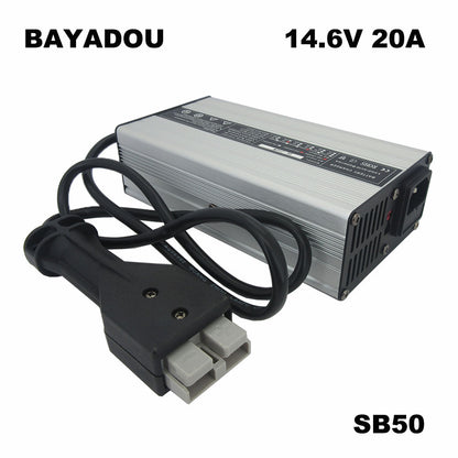 12V 20A Lithium Iron Phosphate Battery Charger 14.6V 20A LiFePO4 Battery Charger AC-DC Smart Charger with Anderson Connector LED Indicator