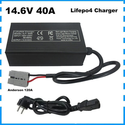 14.6V 40A Lithium Lifepo4 Fast Chargers For 4S 12V 12.8V Iron Phosphate Energy Storage RV UPS Solar System Battery 220V Input