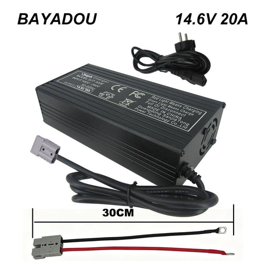 BAYADOU 14.6V 20A LiFePO4 Fast Charger 4S 12V Lithium Iron Phosphate LFP RV Energy Storage Solar UPS System Battery Chargers SB50 Copper nose Connector