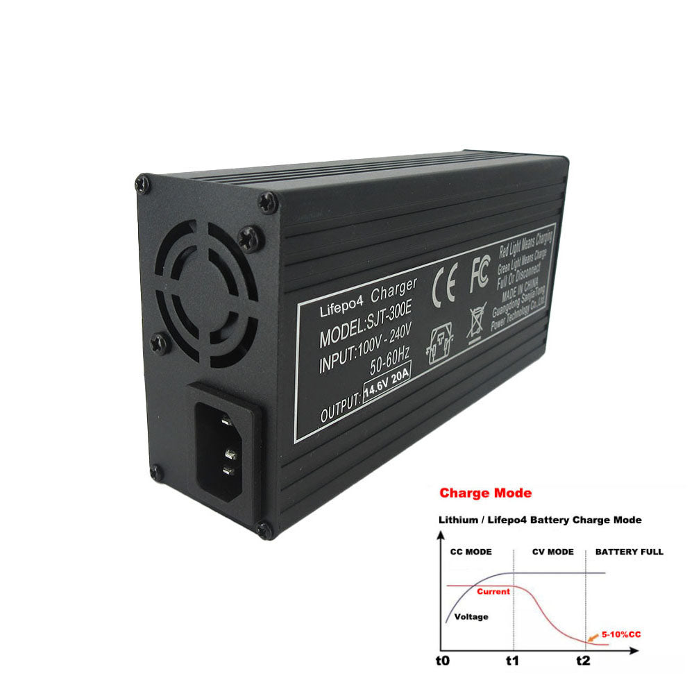 BAYADOU 14.6V 20A LiFePO4 Fast Charger 4S 12V Lithium Iron Phosphate LFP RV Energy Storage Solar UPS System Battery Chargers SB50 Connector