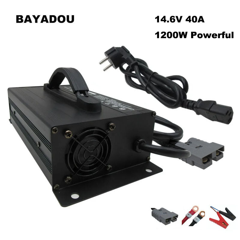 BAYADOU 1200W 14.6V 40A LiFePO4 Fast Charger 12V 12.8V 4S Iron Phosphate Energy Storage RV UPS Solar Battery Chargers