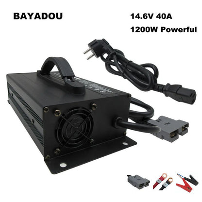 BAYADOU 1200W 14.6V 40A LiFePO4 Fast Charger 12V 12.8V 4S Iron Phosphate Energy Storage RV UPS Solar Battery Chargers