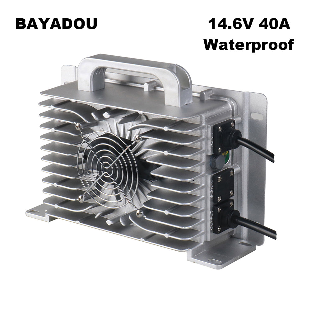 BAYADOU 1200W Waterproof 14.6V 40A LiFePO4 Charger 12V LFP Iron Phosphate energy storage Boat battery Smart Fast Chargers IP67 Full sealed