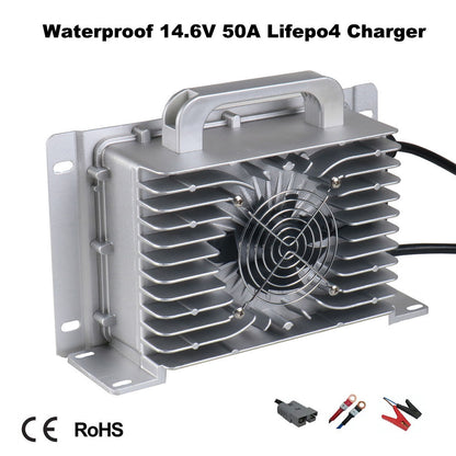 BAYADOU 1500W Waterproof 14.6V 50A LiFePO4 Charger for 12V 12.8V 4S LFP Iron Phosphate Energy storage Boat Smart Fast Chargers Full sealed IP67