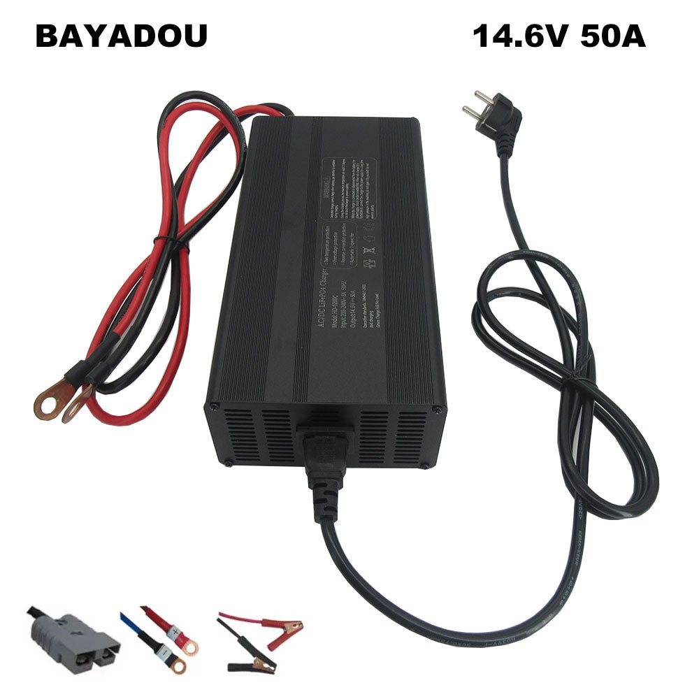 12V 12.8V 50A Lifepo4 Fast Charger 4S 14.6V 12 Volt Iron Phosphate LFP Energy Storage RV UPS Solar System Battery Chargers 220V Copper Nose