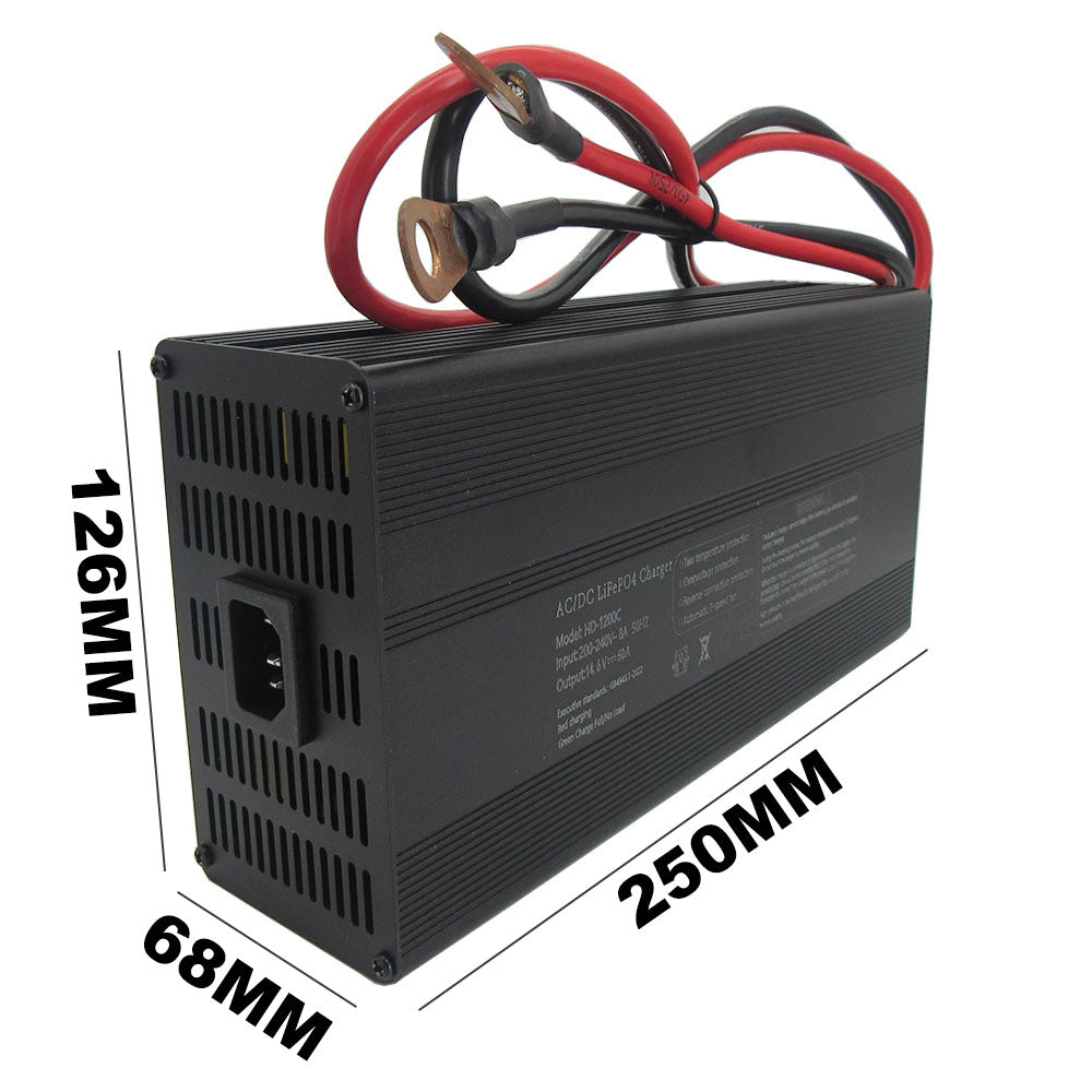 12V 12.8V 50A Lifepo4 Fast Charger 4S 14.6V 12 Volt Iron Phosphate LFP Energy Storage RV UPS Solar System Battery Chargers 220V Copper Nose