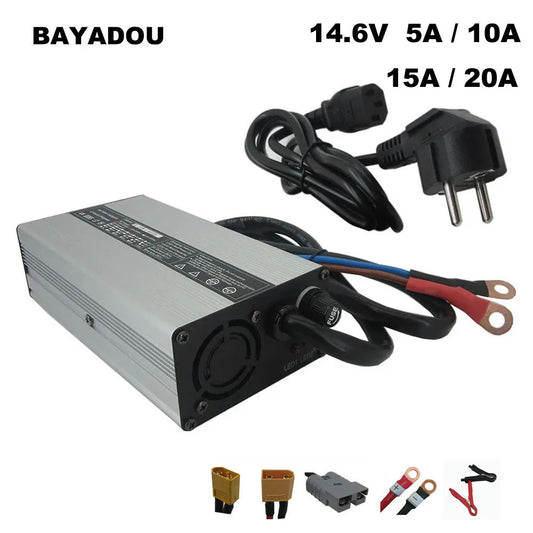 14.6V 20A 15A 10A 5A LiFePO4 Battery Smart Charger For 4S 12V 12.8V LFP Iron Phosphate Energy Storage Fast Charger