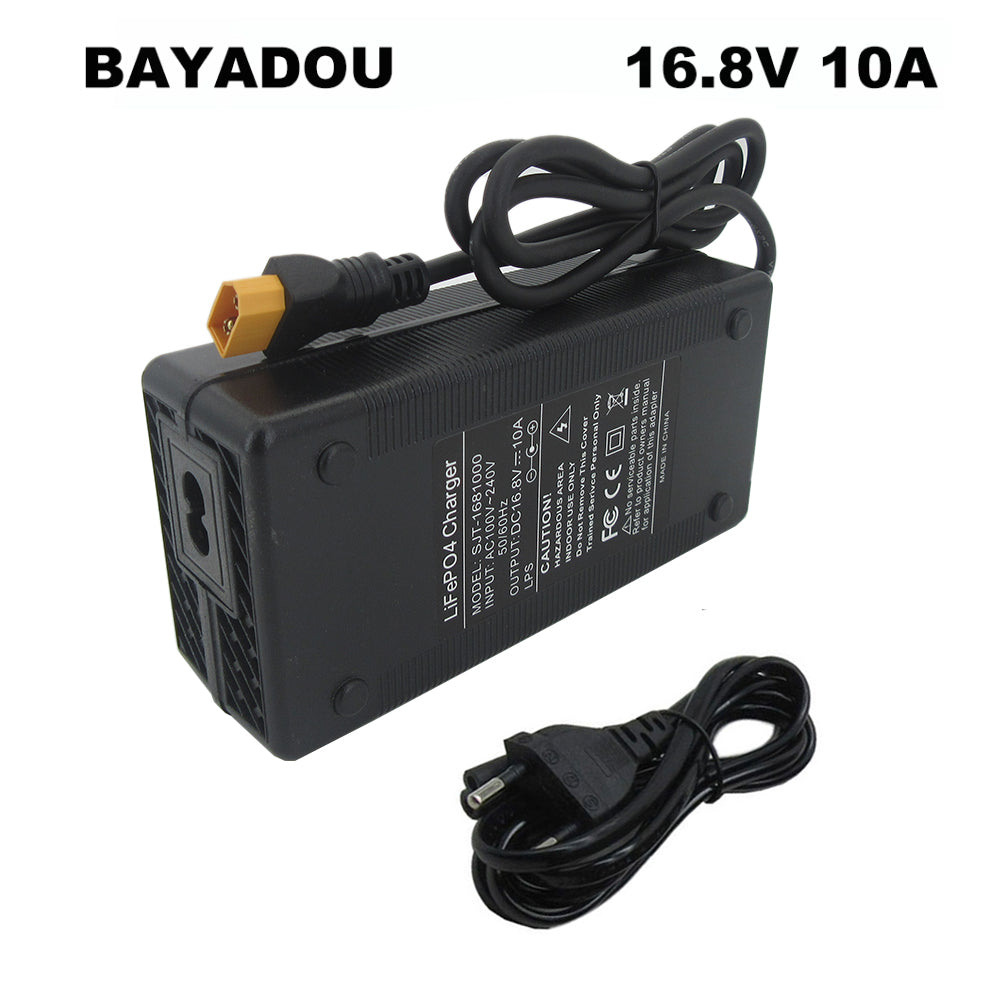 16.8V 10A Lithium Charger For 14.4V 14.8V 4S Solar Energy Storage AGV Industrial vacuum cleaners Fast Charger Alligator Clip XT60 XT90 Connector with Fan