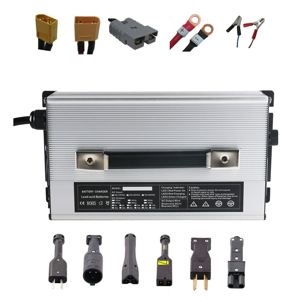 BAYADOU 1500W 24V 40A 36V 30A 48V 25A 60V 20A LiFePO4 Charger 8S 29.2V 12S 43.8V 15S 54.75V 16S 58.4V 20S 73V Golf Cart Forklift Energy Storage RV Boat UPS AGV Battery Charger