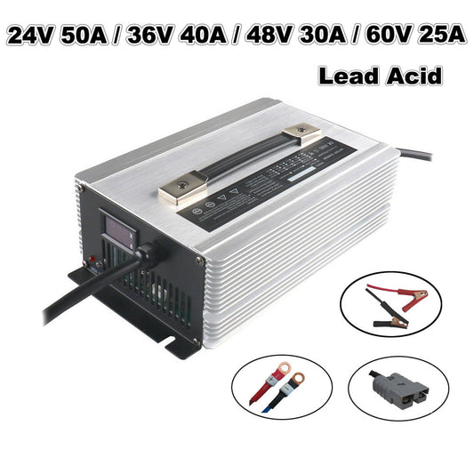 BAYADOU 2000W 24V 50A 36V 40A 48V 30A 60V 25A Lead Acid Charger 24 Volt 36 Volt 48 Volt 60 Volt Golf Cart Forklift Energy Storage RV Boat UPS AGV Battery Charger